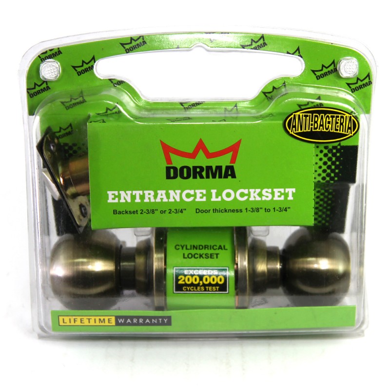 Dorma Entrance Cylindrical Knob Lockset DA3 Berlin Finishes US5 Standard Satin Brass